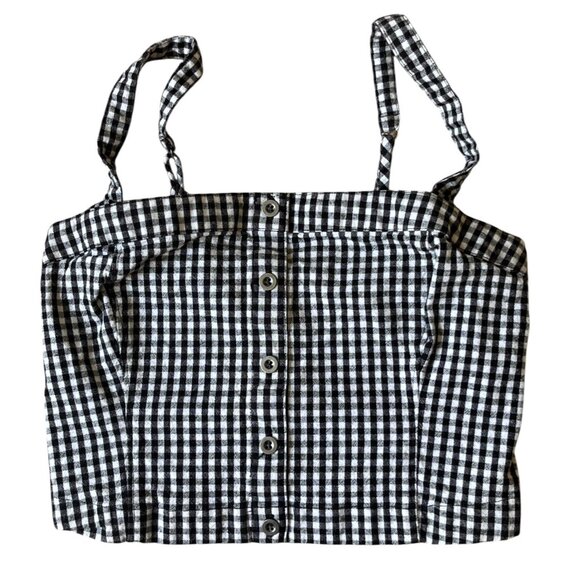 Hollister Y2K Gingham Crop Cami Top Womens Small Black White Cottage Preppy 90s - Picture 2 of 8